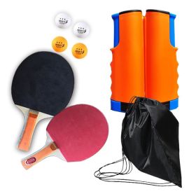 Table Tennis Racket Set Portable Telescopic Ping Pong Paddle Kit With Retractable Net 4 Ball Durable Family Games Set (Color: B)