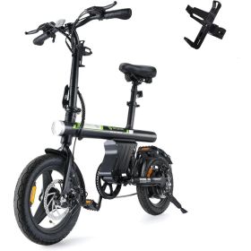 Electric Bike for Adults, 20 mph Folding Ebike,14" Adults Electric Bicycles with Smart Uphill, Mini E Bikes for Adults and Teens (Color: Water Bottle Cage)
