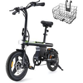 Electric Bike for Adults, 20 mph Folding Ebike,14" Adults Electric Bicycles with Smart Uphill, Mini E Bikes for Adults and Teens (Color: With Foldable Basket)